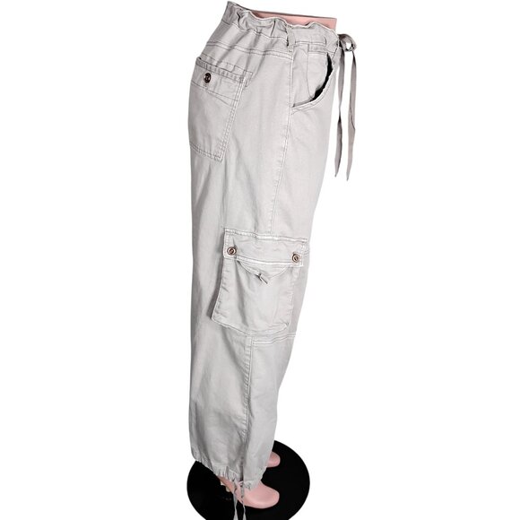 Anthro Pilcro Wide Legs Cargo Pants Size 32 P Waist Hems Drawstring Multi Pocket - Picture 6 of 16